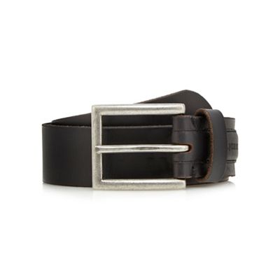 Designer black leather embossed belt